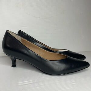 Vionic Josie Black Pointed Toe Kitten Heel Pumps Leather Shoes Size 6